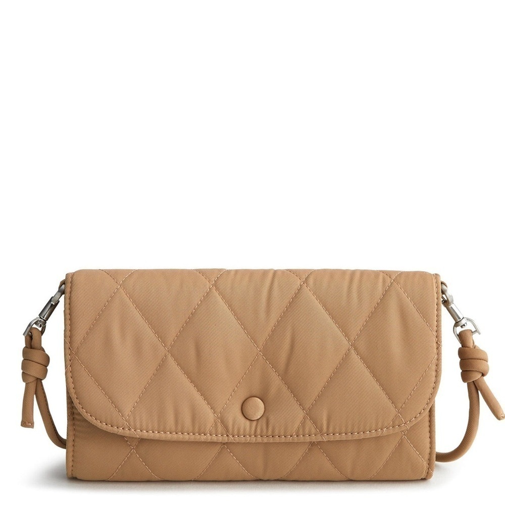 VERA BRADLEY Wildwood Wallet Twill Crossbody Tiger's Eye tan brown